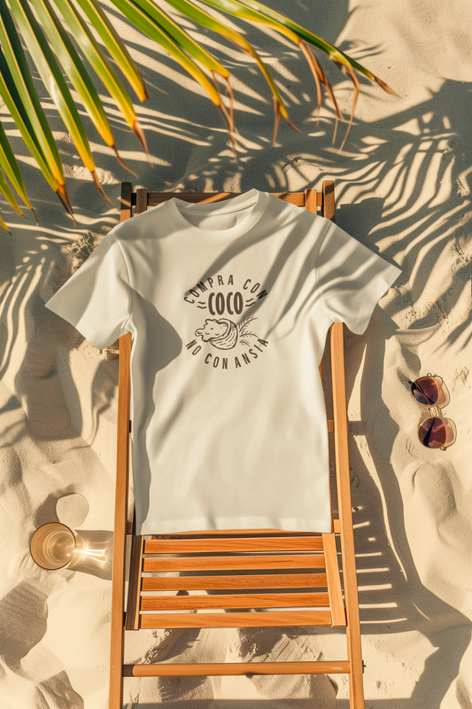 camiseta sofrosine encima de una tumbona de playa compra con coco