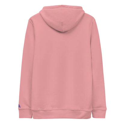 sudadera con capucha rosa por detrás